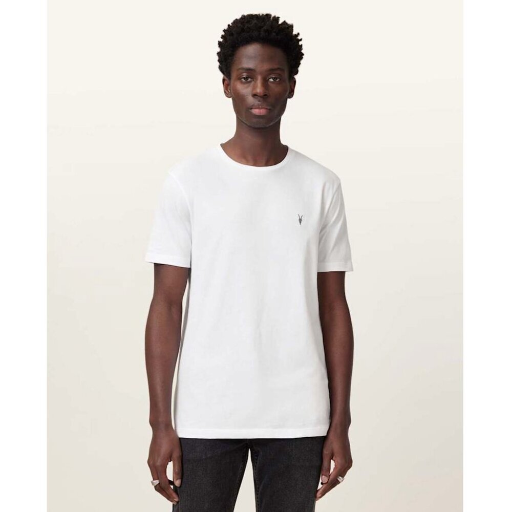 All Saints Brace Tonic Crew Tee Shirt White Mens Large Basic Cotton Short Sleeve